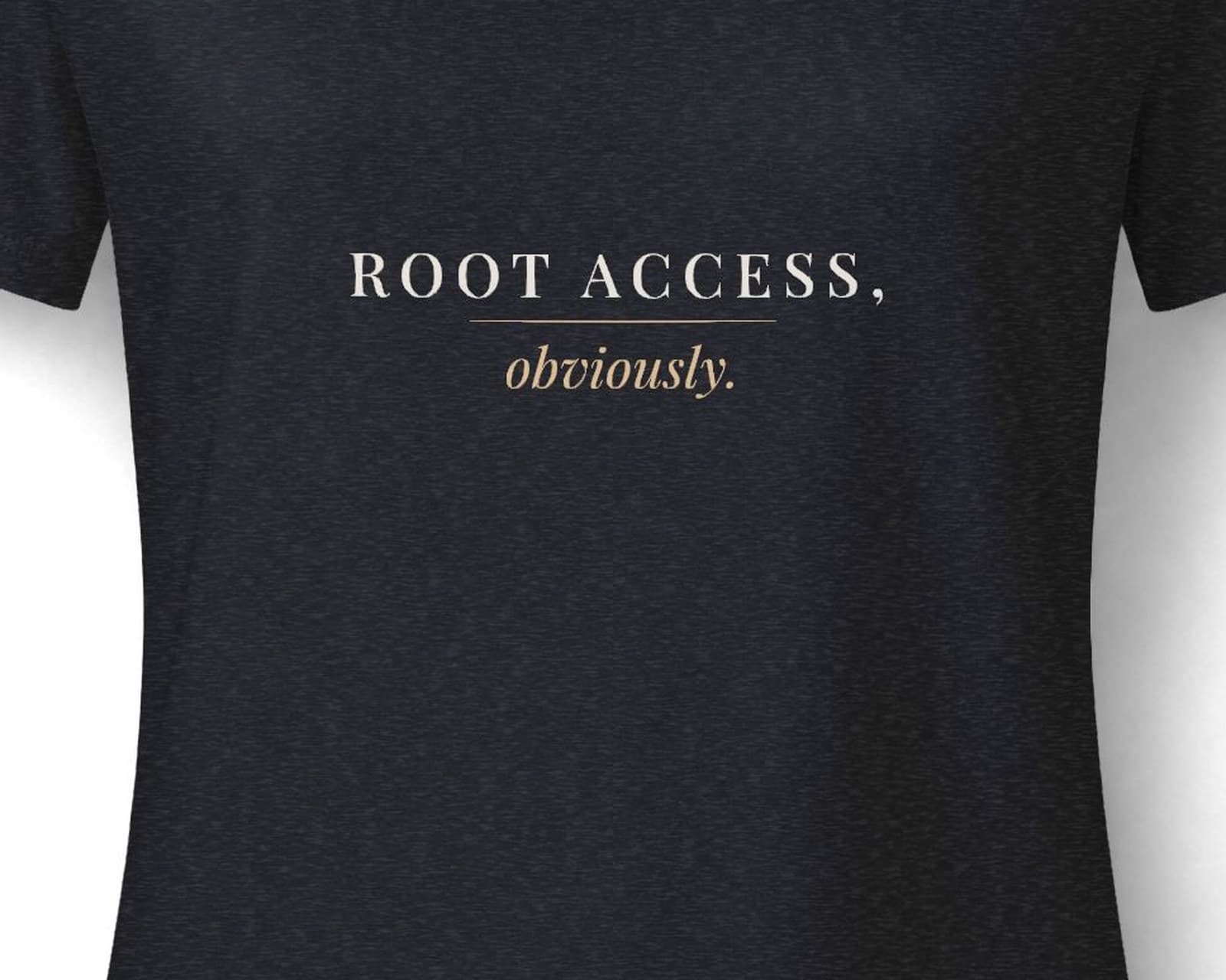 Close up of the chest print on the Root access, obviously tee